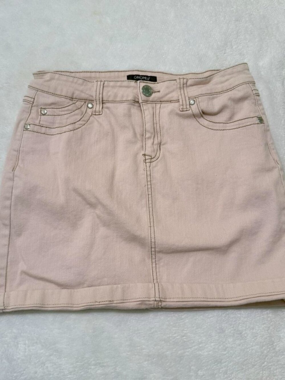 Pink Denim Mini Skirt - Picture 2 of 5